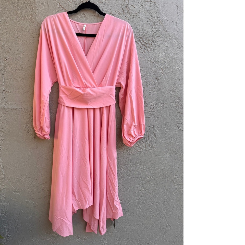 Halara NEW Womens Pink Long Sleeve Flowy Pleated Dress MED Athlesiure Coquette